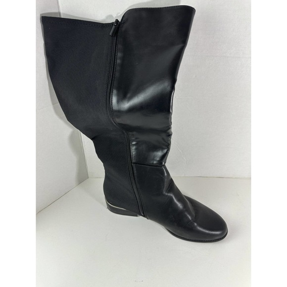 Lane Bryant Smooth 50/50 Silver Rand Boots Black Tall Riding Boot 11W 11 Wide - Picture 7 of 13